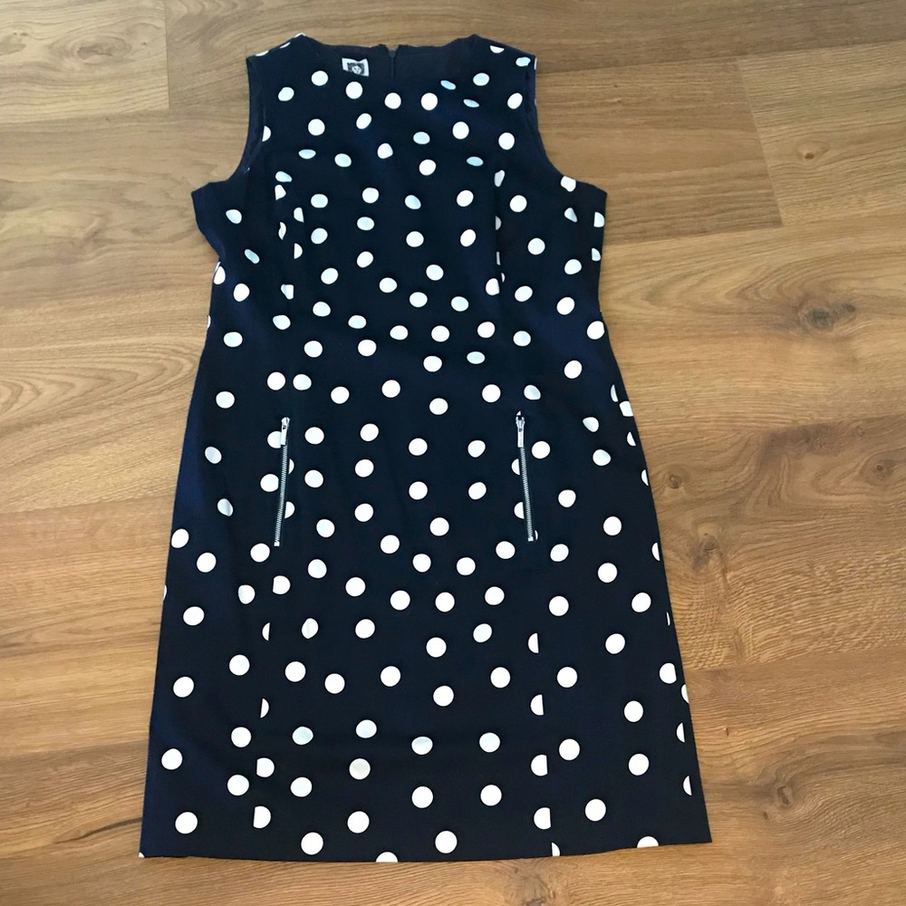 Anne Klein Size 12 Navy with polka dots.